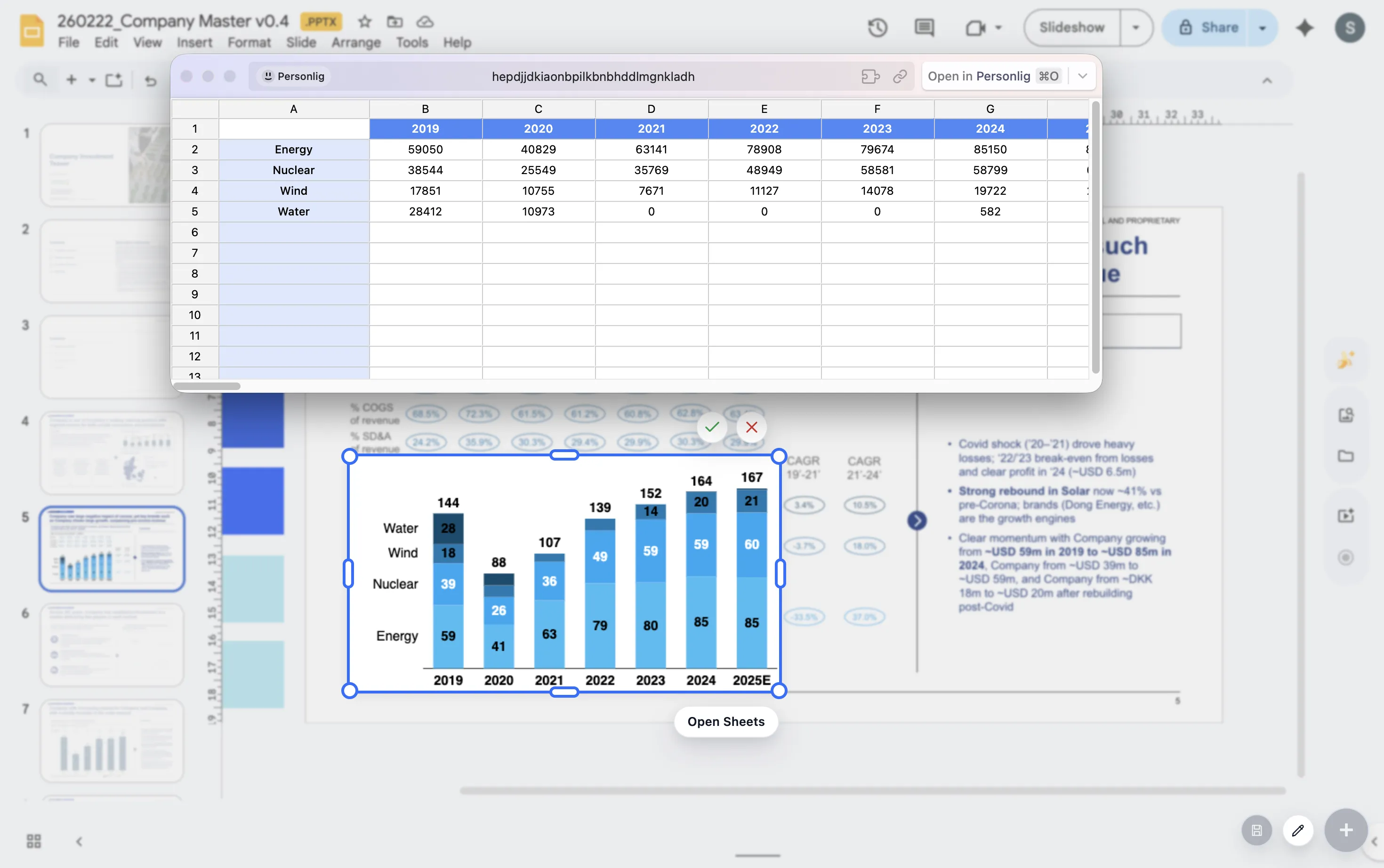 ChartKit data editor used for stacked and 100% stacked bars.